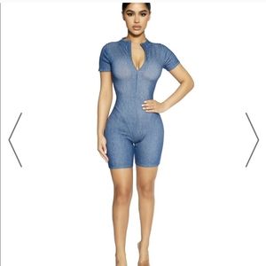NWT Naked Wardrobe denim romper